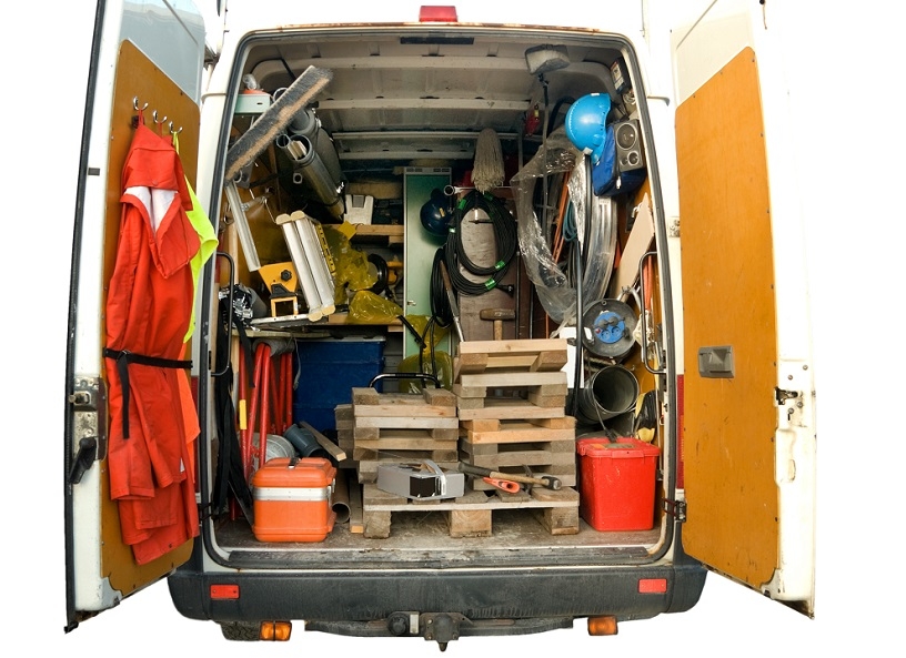 tools in the back of a van